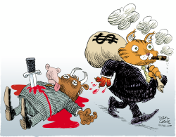 CEO CAT KILLS STOCK MARKET by Daryl Cagle