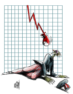 UNCLE SAM SOCKED BY STOCK MARKET  by Angel Boligan