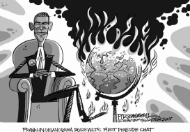 OBAMA FIRESIDE CHAT by David Fitzsimmons