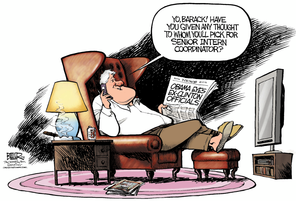  CLINTON ASKS OBAMA FOR JOB by Nate Beeler