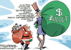 BAILOUT CLAUS  by David Fitzsimmons