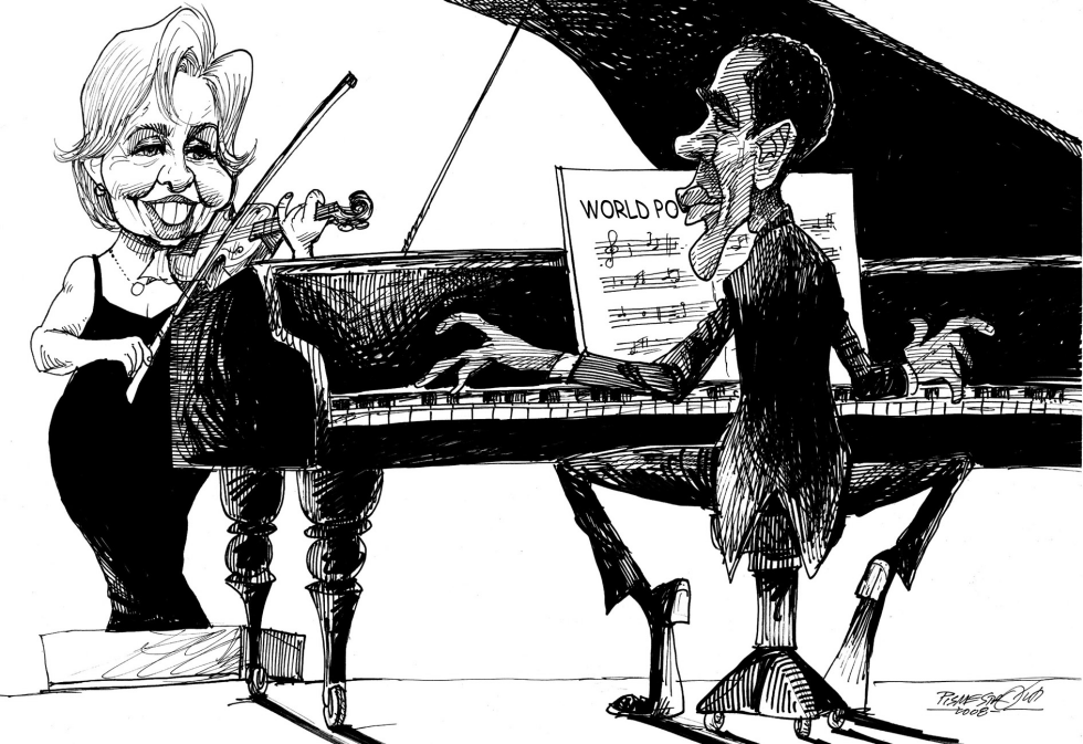  OBAMA AND HILLARY DUET by Petar Pismestrovic