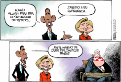 OBAMA ELIGE A CLINTON  by Nate Beeler