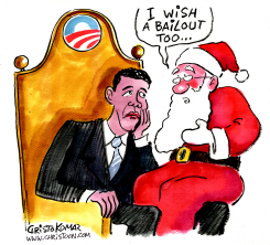 SANTA ON OBAMA'S LAP  by Christo Komarnitski