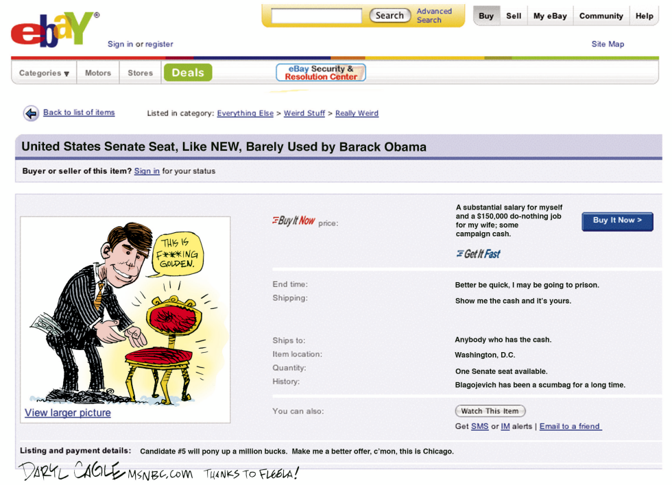  BLAGOJEVICH AUCTIONS SENATE SEAT  by Daryl Cagle