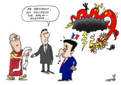 SARKOZY AND THE DALAI LAMA by Stephane Peray