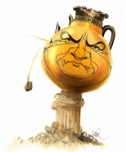 KARAMANLIS AS A GREEK VASE by Riber Hansson