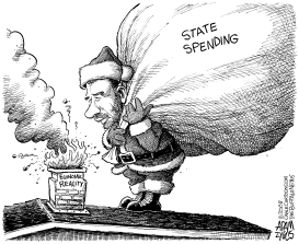 NY STATE BUDGET SANTA by Adam Zyglis