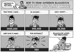 HOW TO DRAW GOVERNOR BLAGOJEVICH THE PAY TO PLAY WAY by RJ Matson