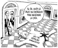 OBSEQUIO DE BUSH POR INAUGURACION DE CASA by Adam Zyglis