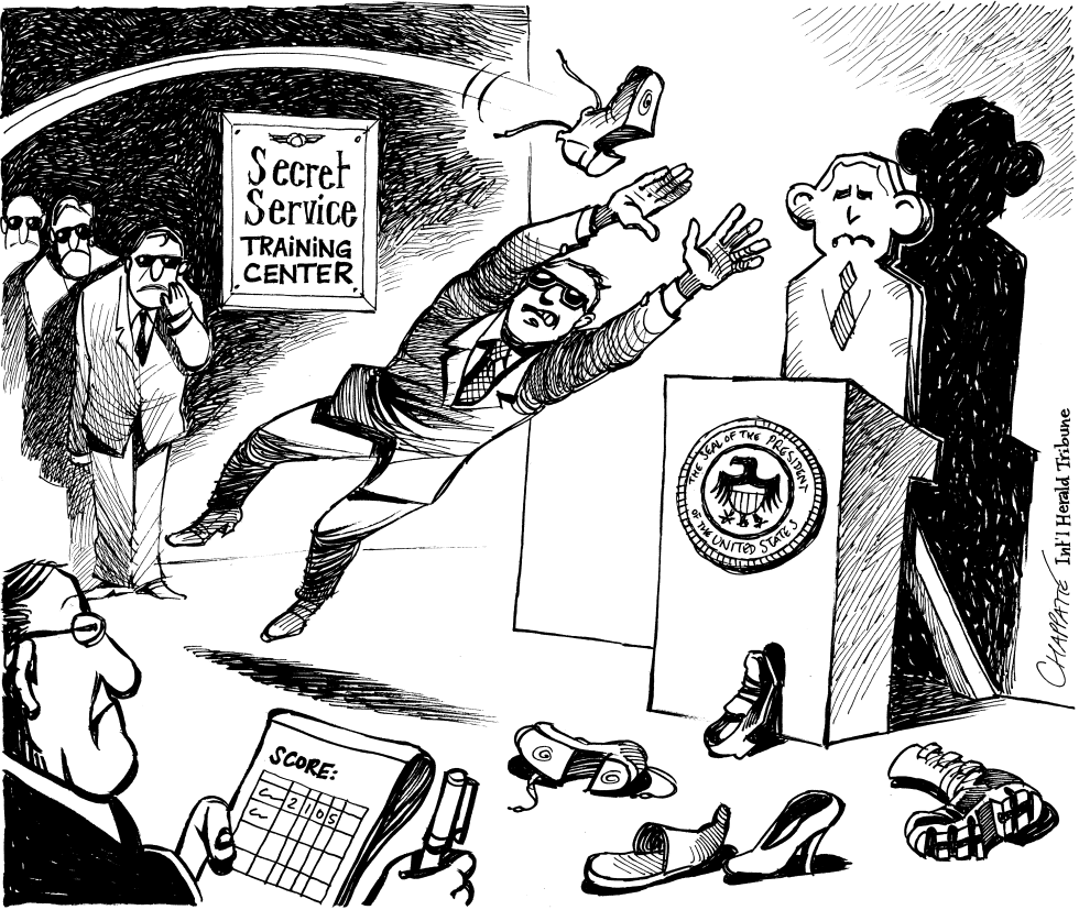  AFTER THE SHOE ATTACK by Patrick Chappatte