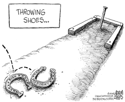 PRESIDENT BUSH THROWING SHOES by Adam Zyglis