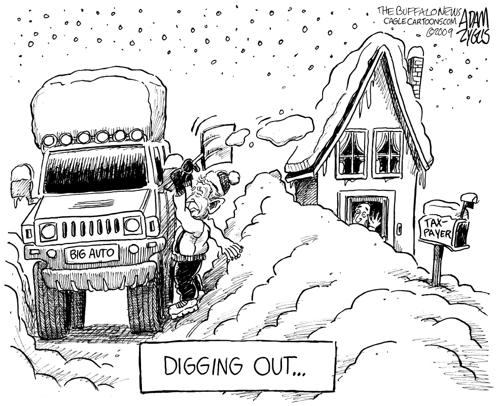  DIGGING OUT BIG AUTO by Adam Zyglis