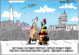 ENGANCHADO A NUESTRO TRASERO  by Bob Englehart