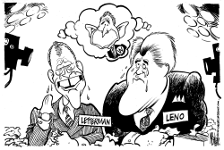 LENO AND LETTERMAN IN MOURNING  by Mike Lane