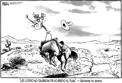 BUSH CABALGA HACIA LA PUESTA DE SOL by Nate Beeler