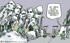 BLAGOJEVICH ON RUSHMORE by Mike Keefe