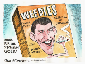 PHELPS ADMITS SMOKING POT by Dave Granlund