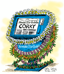 MONUMENTO A CORKY TRINIDAD  by Daryl Cagle