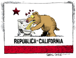 VOMITANDO EL PRESUPUESTO DE CALIFORNIA  by Daryl Cagle