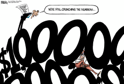 OBAMA CRUNCHING NUMBERS by Nate Beeler