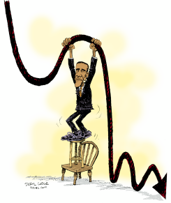 OBAMA TRABAJA PARA LEVANTAR LA ECONOMIA by Daryl Cagle