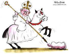 POPE FIGHTS EVIL CONDOM  by Christo Komarnitski