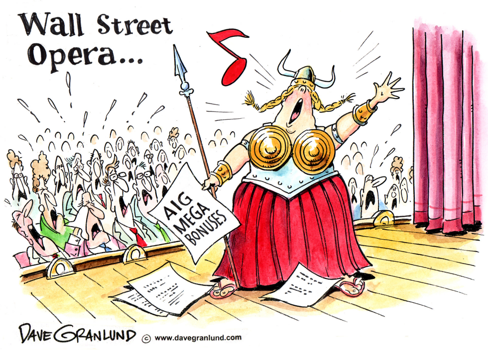  THE FAT LADY SINGS ON WALL ST by Dave Granlund