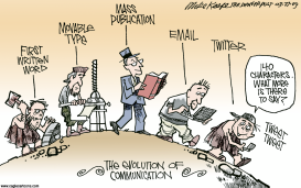 EVOLUTION OF COMMUNICATION by Mike Keefe