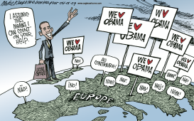 OBAMA IN EUROPE by Mike Keefe