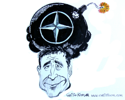 ANDERS FOGH RASMUSSEN CARICATURE  by Christo Komarnitski