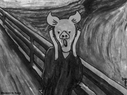 SCREAM OF SWINE FLU - BW by Stephane Peray