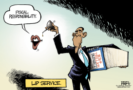 OBAMA LIP SERVICE by Nate Beeler