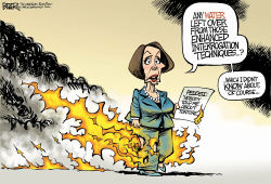 PELOSI PANTS ON FIRE by Nate Beeler