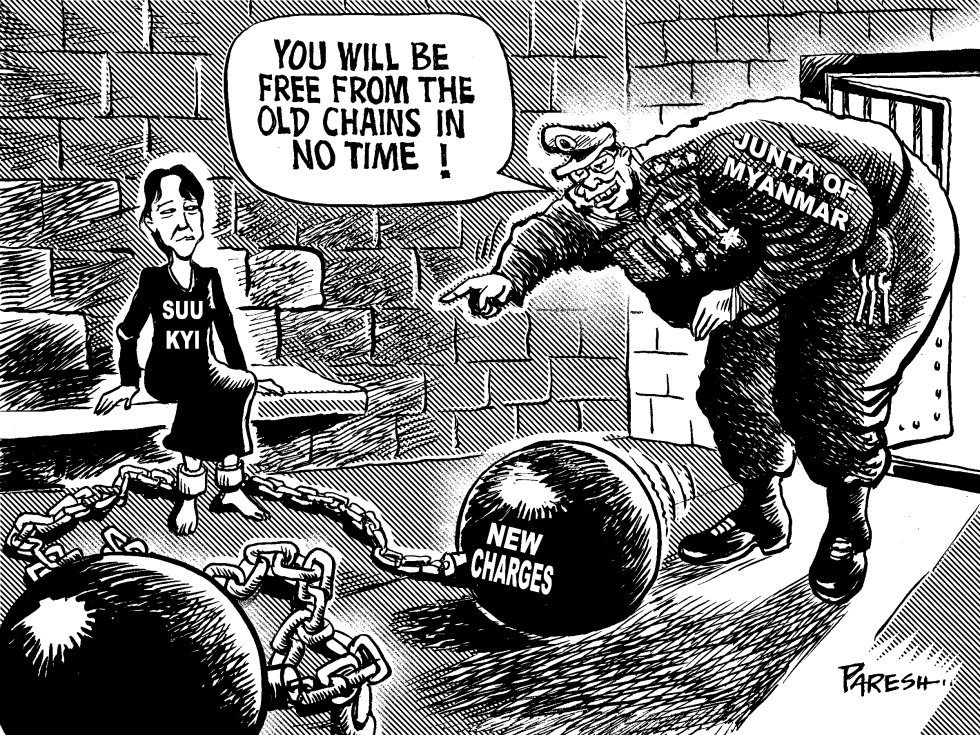  SUU KYI AND JUNTA by Paresh Nath