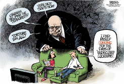 DICK CHENEY HANGS AROUND by Nate Beeler