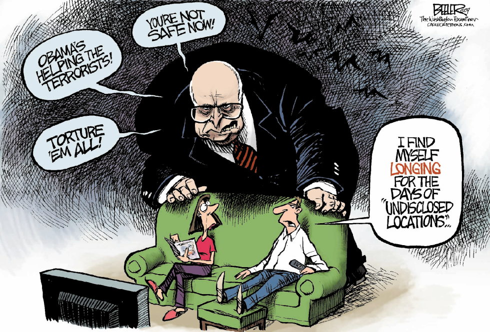  DICK CHENEY HANGS AROUND by Nate Beeler