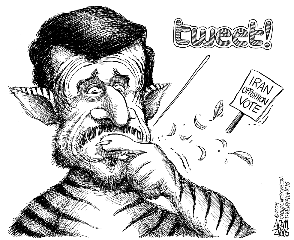  IRAN PROTESTS ON TWITTER by Adam Zyglis