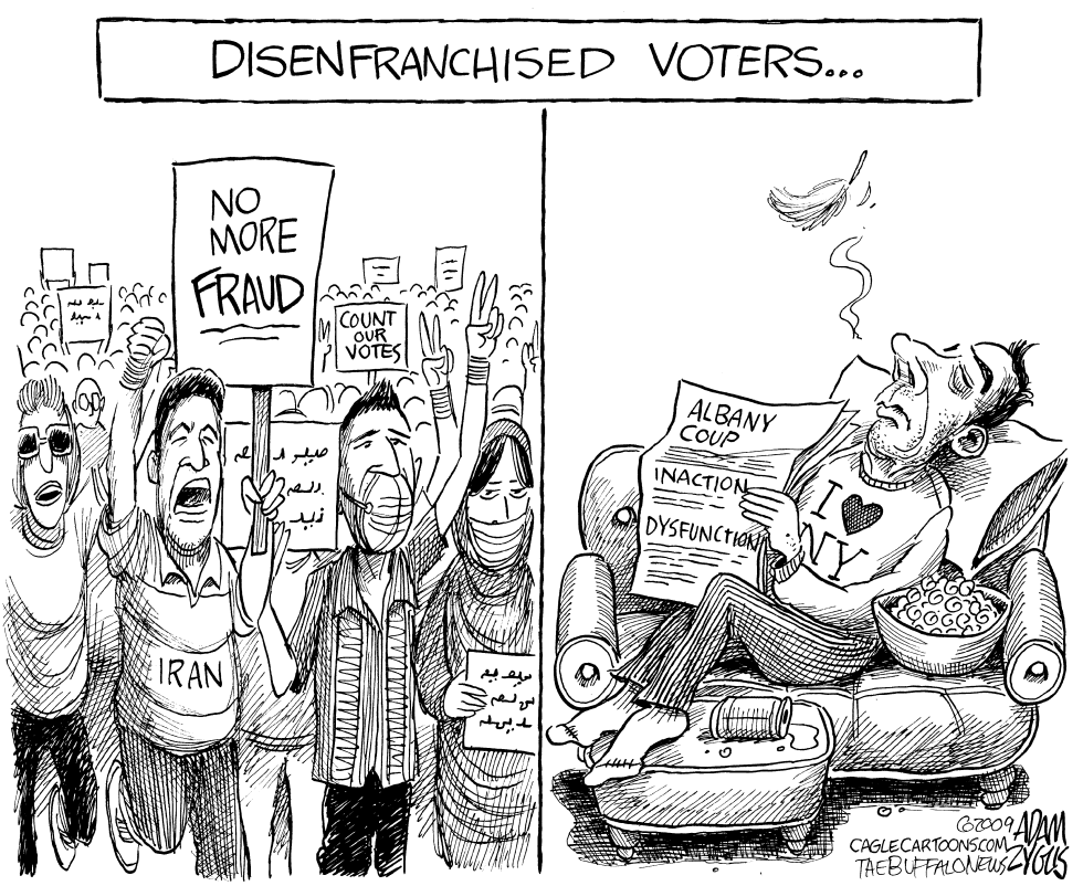  VOTERS IN IRAN AND NEW YORK STATE by Adam Zyglis