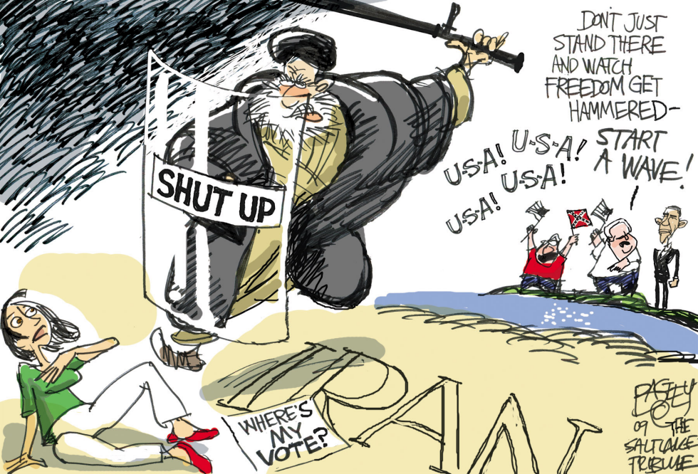  CHEERING IRAN by Pat Bagley