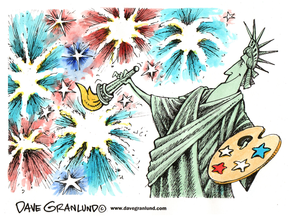  JULY 4TH AND MISS LIBERTY by Dave Granlund