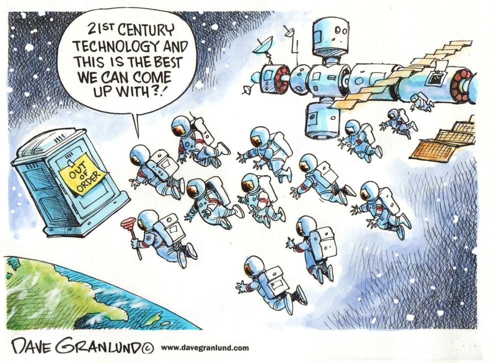  SPACE STATION TOILET by Dave Granlund