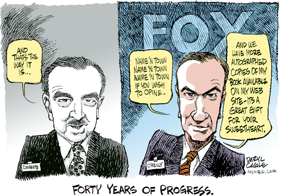  WALTER CRONKITE AND 40 YEARS OF PROGRESS by Daryl Cagle