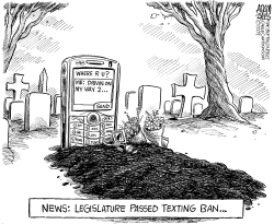 STATE TEXT MESSAGING BAN by Adam Zyglis