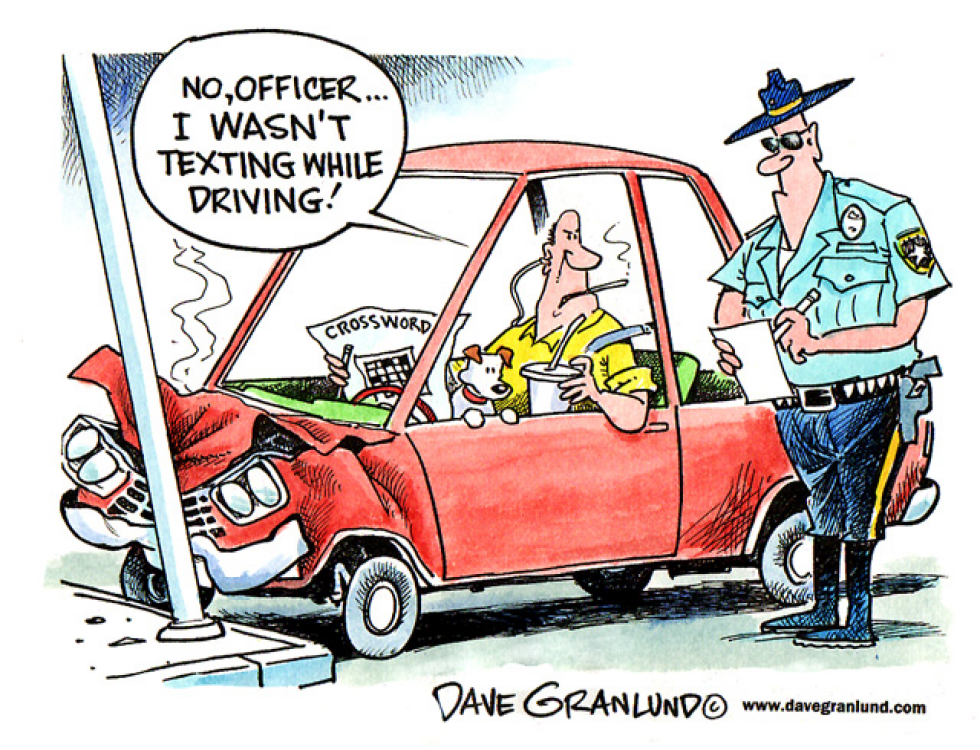  TEXTING WHILE DRIVING by Dave Granlund