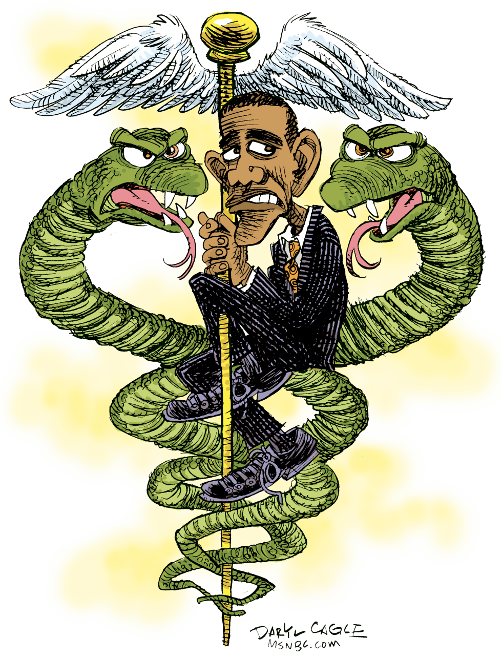  HEALTHCARE DEBATE THREATENS OBAMA  by Daryl Cagle