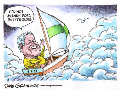 TED KENNEDY SAILS OFF by Dave Granlund