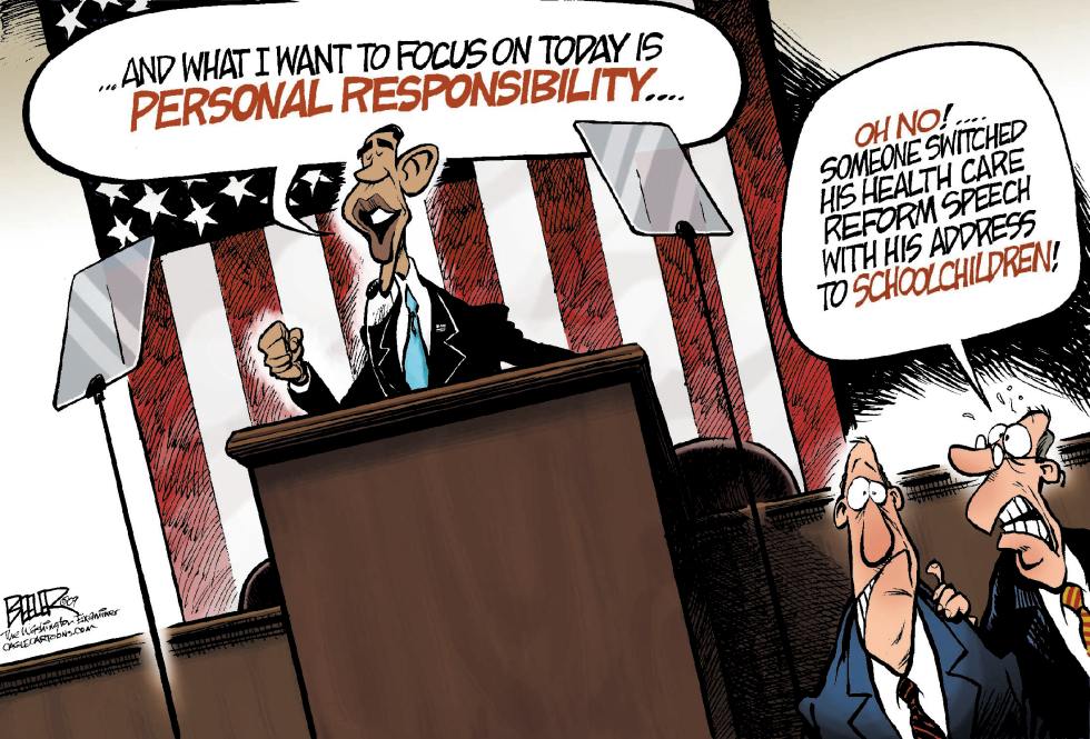  OBAMA AND HIS SPEECHES by Nate Beeler