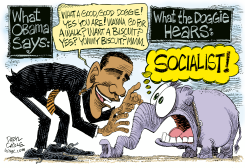 OBAMA COAXES REPUBLICANS by Daryl Cagle