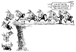 OBAMA HEALTHCARE LEMMINGS by Daryl Cagle